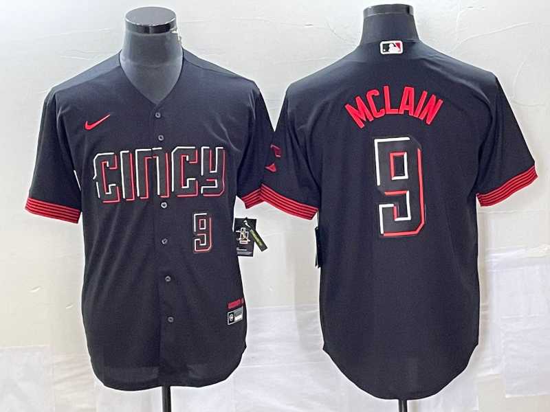 Mens Cincinnati Reds #9 Matt McLain Number Black 2023 City Connect Cool Base Jersey->cincinnati reds->MLB Jersey